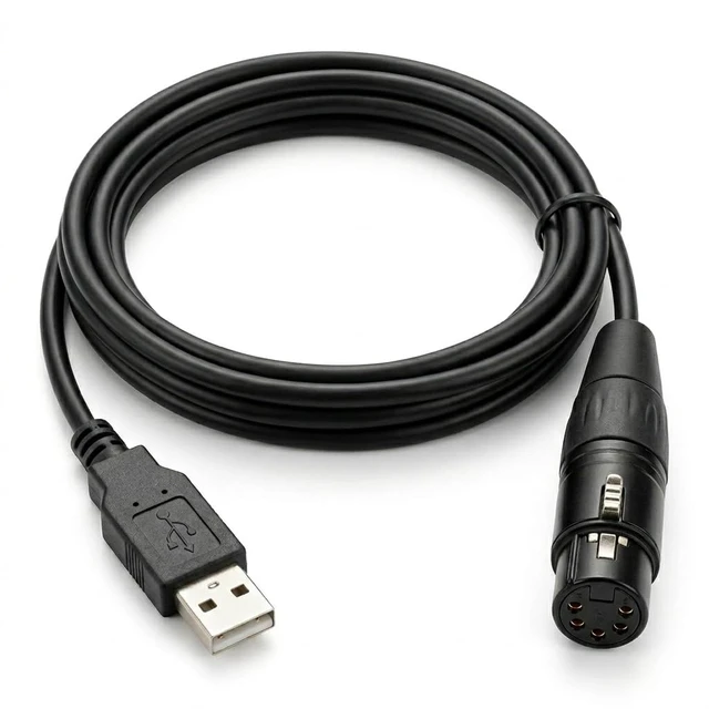 Main image of FT232RL USB to RS485 DMX512 Converter Cable, 5-Pin XLR for Stage Lighting Control with Freestyler & QLC+ Software, 1.8M (USB to XLR Female)