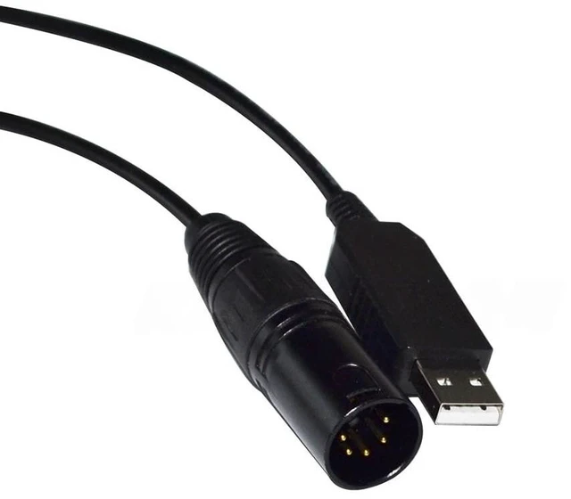 Main image of FT232RL USB to RS485 DMX512 Converter Cable, 5-Pin XLR for Stage Lighting Control with Freestyler & QLC+ Software, 1.8M (USB to XLR Male)