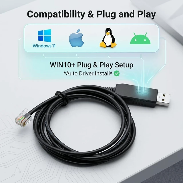 Alt view image 4 of 6 - USB to RJ11/RJ12 6P4C Cable for SKYWATCHER SYNSCAN HC Hand Control, 1.8m Telescope Connection Line