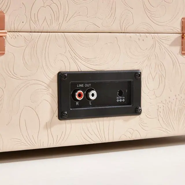Alt view image 6 of 7 - Coryphaeus Vinyl Record Player 3-Speed Bluetooth Input and Output Built-in Speakers with Magnetic Cartridge Auto Off (Flora Engraved)