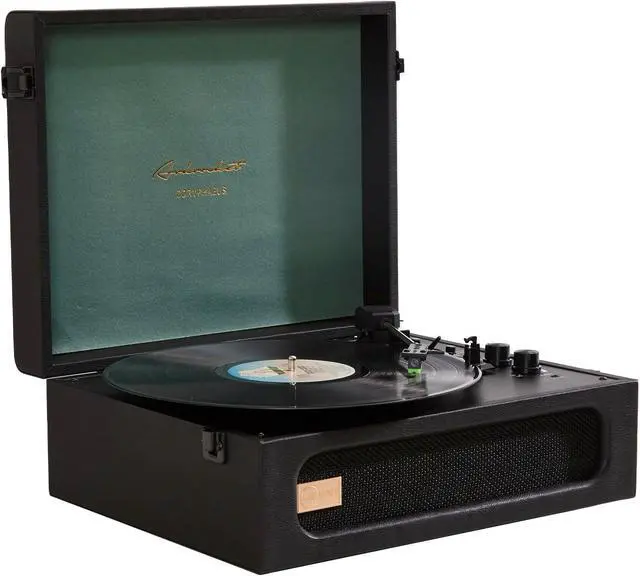 Alt view image 2 of 7 - Coryphaeus Vinyl Record Player 3-Speed Bluetooth Input and Output Built-in Speakers with Magnetic Cartridge Auto Off (Black Green)