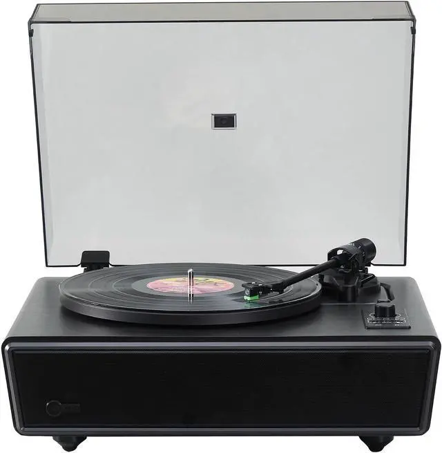 Alt view image 2 of 7 - High Fidelity Bluetooth Record Player with Built-in Speakers Belt Drive Vinyl Turntable with Moving Magnet Cartridge, Bluetooth Input Output and Aux-in (Black)