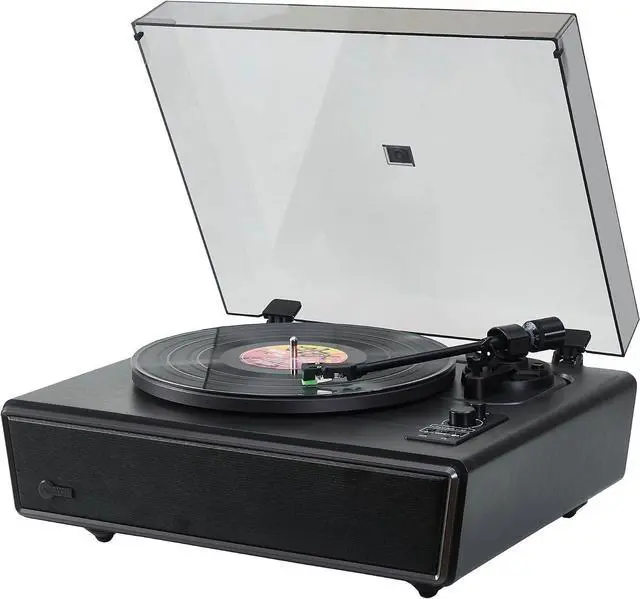 Main image of High Fidelity Bluetooth Record Player with Built-in Speakers Belt Drive Vinyl Turntable with Moving Magnet Cartridge, Bluetooth Input Output and Aux-in (Black)