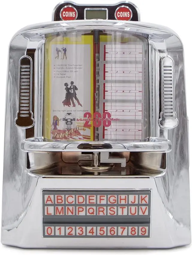 Main image of 200 Wall-O-Matic Table Jukebox Wallbox Wireless Bluetooth Speaker FM Radio SD USB Retro American Diner Style Tabletop