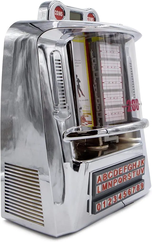 Alt view image 3 of 7 - 200 Wall-O-Matic Table Jukebox Wallbox Wireless Bluetooth Speaker FM Radio SD USB Retro American Diner Style Tabletop