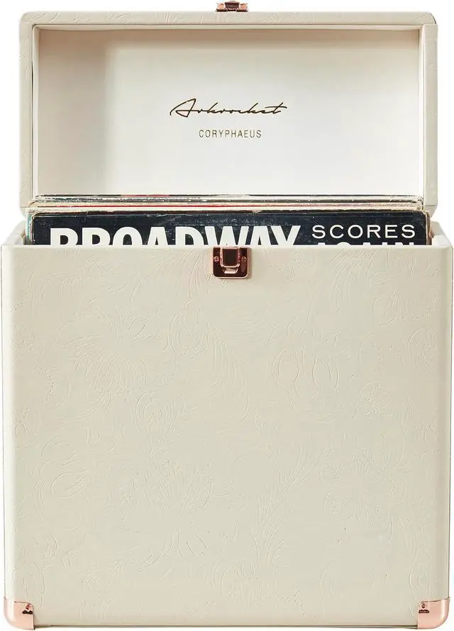 Alt view image 2 of 7 - Artemis Vinyl Record Storage and Carrying Case, Fits all Standard Records - 33 1/3, 45 and 78 RPM, Holds 30 Albums, Perfect for your Treasured Record Collection (Flora Engraved)