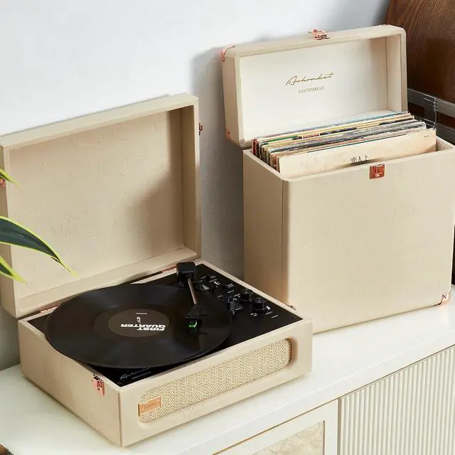 Alt view image 5 of 7 - Artemis Vinyl Record Storage and Carrying Case, Fits all Standard Records - 33 1/3, 45 and 78 RPM, Holds 30 Albums, Perfect for your Treasured Record Collection (Flora Engraved)