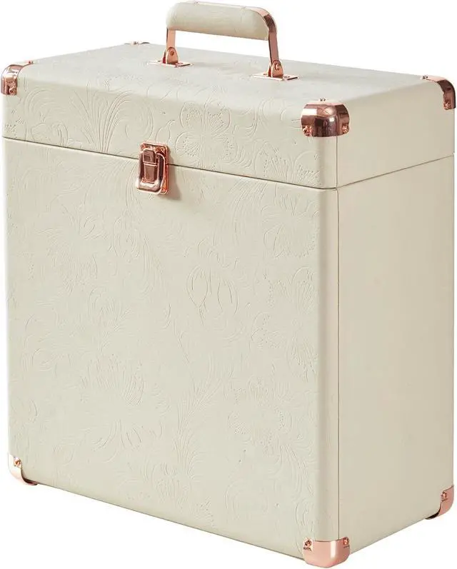 Alt view image 3 of 7 - Artemis Vinyl Record Storage and Carrying Case, Fits all Standard Records - 33 1/3, 45 and 78 RPM, Holds 30 Albums, Perfect for your Treasured Record Collection (Flora Engraved)