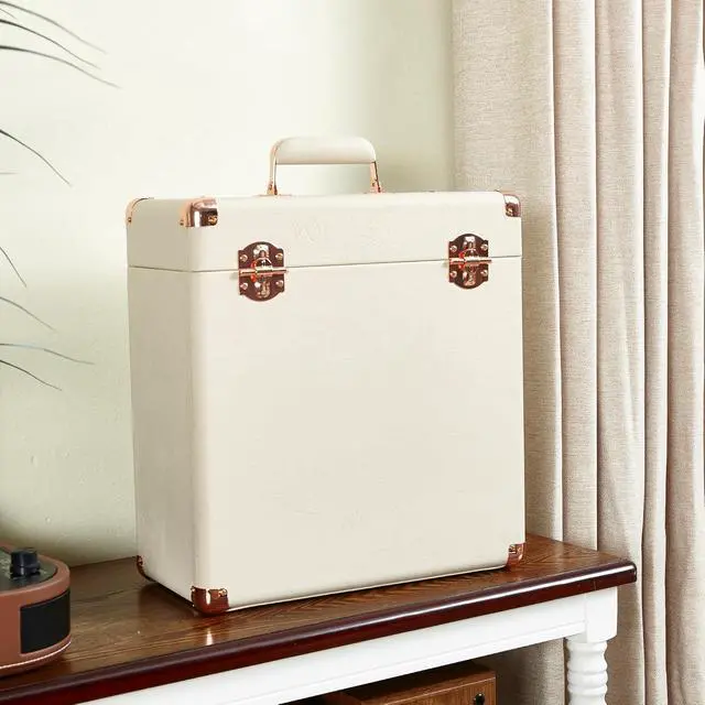 Alt view image 6 of 7 - Artemis Vinyl Record Storage and Carrying Case, Fits all Standard Records - 33 1/3, 45 and 78 RPM, Holds 30 Albums, Perfect for your Treasured Record Collection (Flora Engraved)