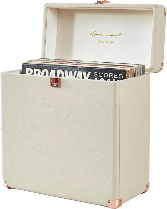 Main image of Artemis Vinyl Record Storage and Carrying Case, Fits all Standard Records - 33 1/3, 45 and 78 RPM, Holds 30 Albums, Perfect for your Treasured Record Collection (Flora Engraved)