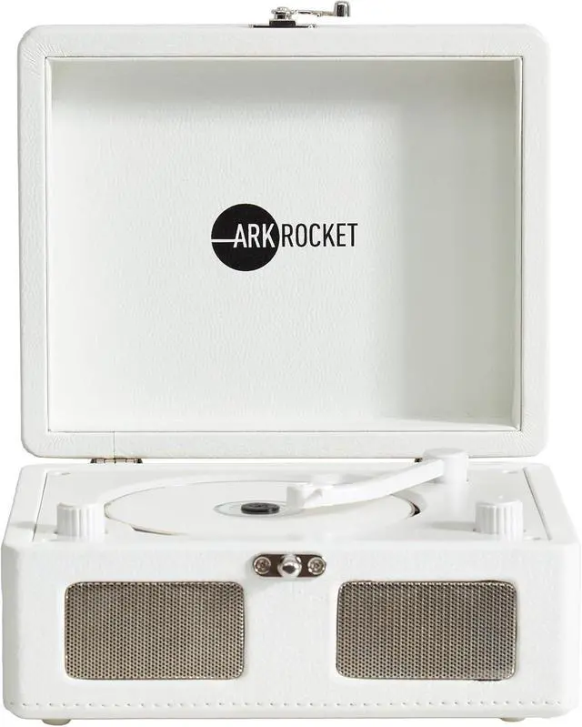 Alt view image 2 of 7 - Portable Mini Bluetooth CD Player Retro Mint Green Bluetooth Speaker | Plays CDs, Radio, USB & AUX | Compact Portable Stereo with Rechargeable Battery - White
