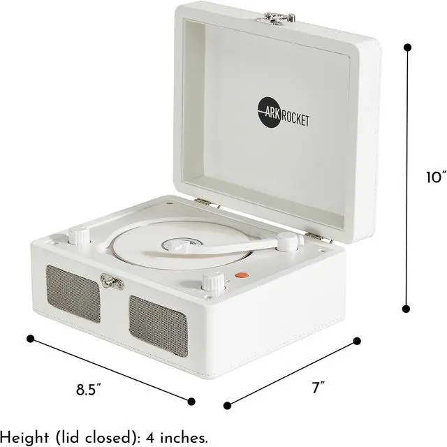 Alt view image 7 of 7 - Portable Mini Bluetooth CD Player Retro Mint Green Bluetooth Speaker | Plays CDs, Radio, USB & AUX | Compact Portable Stereo with Rechargeable Battery - White