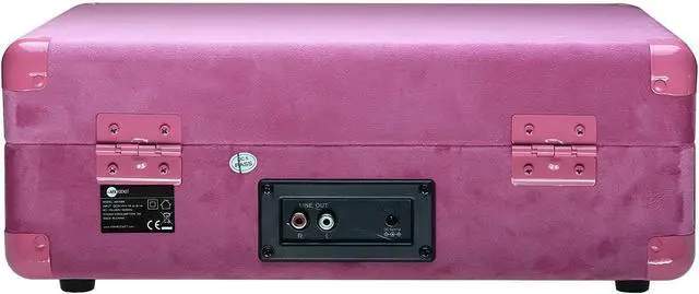Alt view image 6 of 6 - Bluetooth Turntable Retro Suitcase 3-Speed Record Player with Built-in Speakers (Hot Pink Velvet)