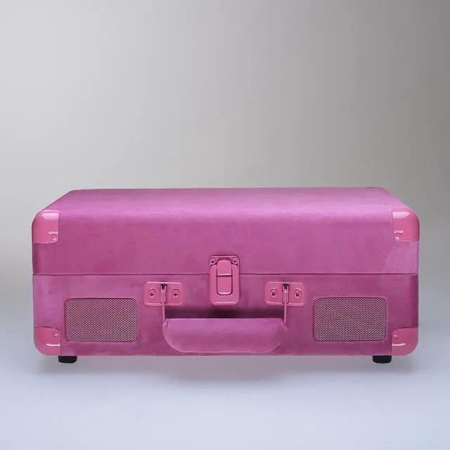 Alt view image 5 of 6 - Bluetooth Turntable Retro Suitcase 3-Speed Record Player with Built-in Speakers (Hot Pink Velvet)