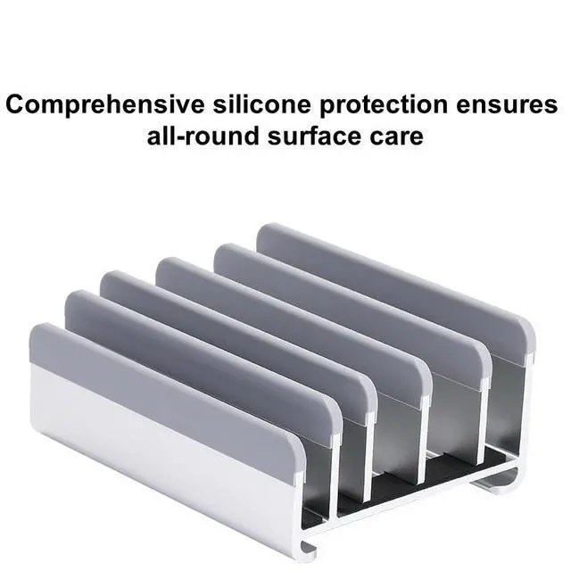 Alt view image 4 of 6 - N17-7 Vertical Laptop Stand with 5 Slots, Aluminum Adjustable Width Notebook Holder for Multiple Devices, Space-Saving Desktop Organizer