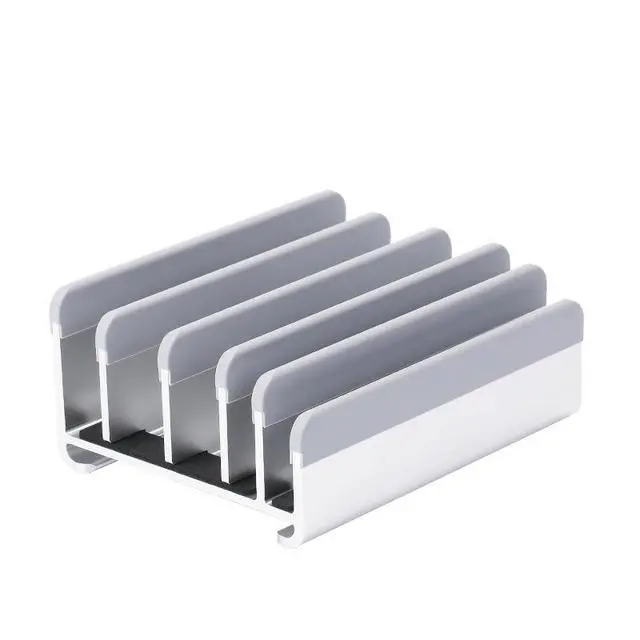 Alt view image 6 of 6 - N17-7 Vertical Laptop Stand with 5 Slots, Aluminum Adjustable Width Notebook Holder for Multiple Devices, Space-Saving Desktop Organizer