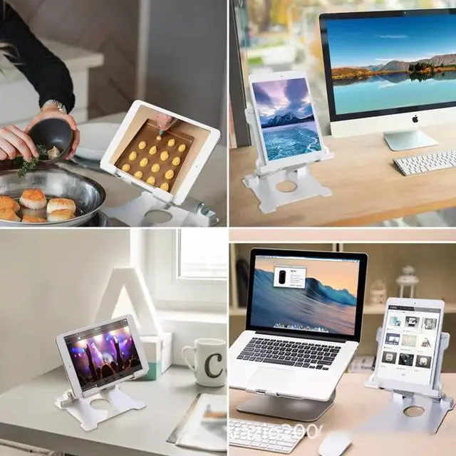 Alt view image 4 of 7 - T27 Portable Folding Aluminum Tablet Stand, Universal Adjustable iPad & Tablet Holder for 6-13 Inch Devices, Lightweight Travel Desktop Stand