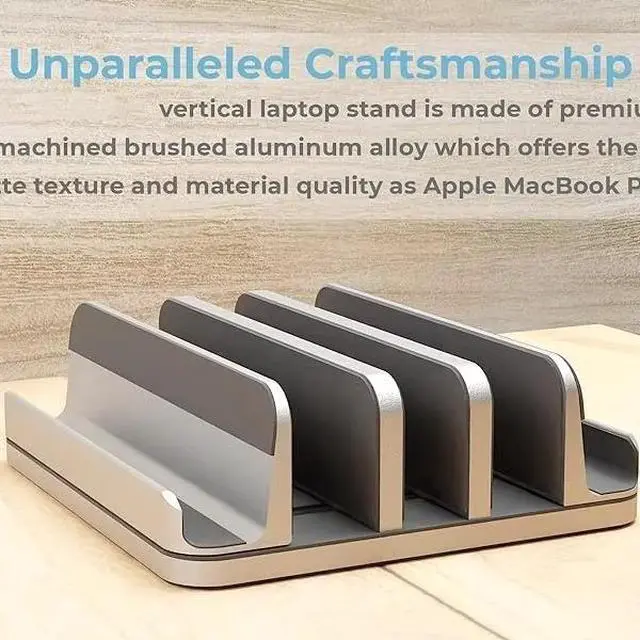 Alt view image 5 of 7 - N17-5 Adjustable Width Vertical Laptop Stand, Aluminum Alloy Desktop Notebook Holder Upright Storage
