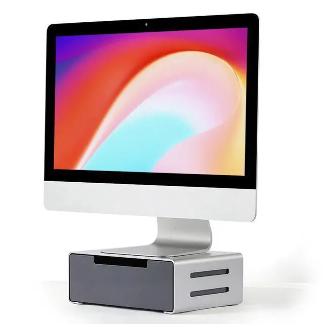 Alt view image 5 of 7 - L26 Aluminum Monitor Stand Riser with Drawer, Adjustable Height Desktop Stand for Monitors & Laptops up to 15.6 Inch, Ergonomic Stand with Storage for Home Office