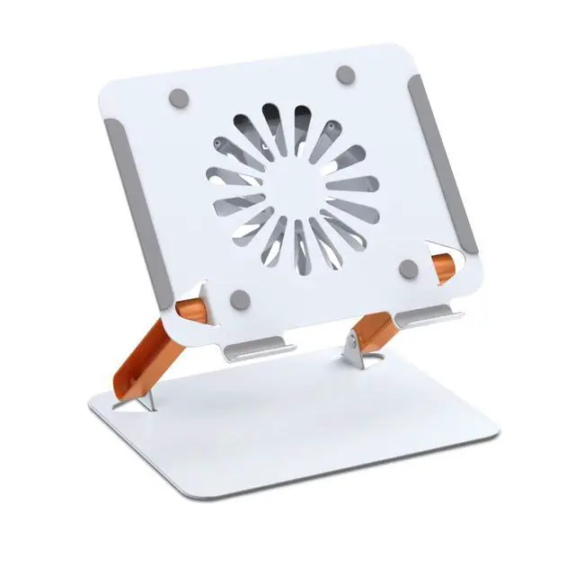 Alt view image 4 of 6 - N93-4 Iron Laptop Cooling Stand with Fan & USB 3.0 Hub, Heavy-Duty Metal Notebook Cooler Stand with 4-Port USB 3.0 for 13-16 Inch Laptops, Ergonomic Riser