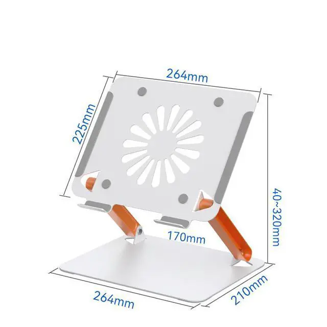 Alt view image 6 of 6 - N93-4 Iron Laptop Cooling Stand with Fan & USB 3.0 Hub, Heavy-Duty Metal Notebook Cooler Stand with 4-Port USB 3.0 for 13-16 Inch Laptops, Ergonomic Riser