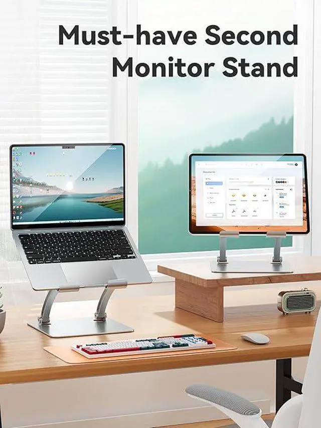 Alt view image 4 of 7 - T84-1 Portable Folding Aluminum Tablet Stand, Gaming Desktop Holder for 4-16.5 Inch Tablets & Phones, Adjustable Angle Game Support Stand, Silver