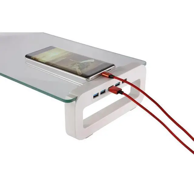 Alt view image 3 of 7 - L2-3 Portable Desktop Monitor Stand Riser, Foldable Monitor Holder with 4-Port USB 3.0 Hub