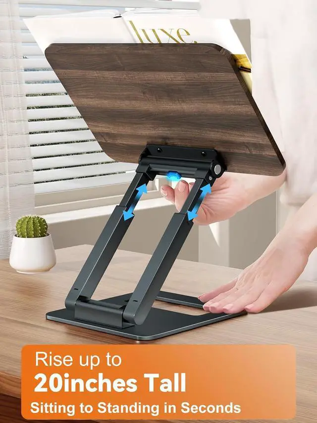 Alt view image 3 of 7 - Kids Wooden Reading Stand, Solid Wood Rotating Book Holder for Children, Adjustable Desktop Book Stand for Picture Books & Textbooks, Toddler Learning Book Riser