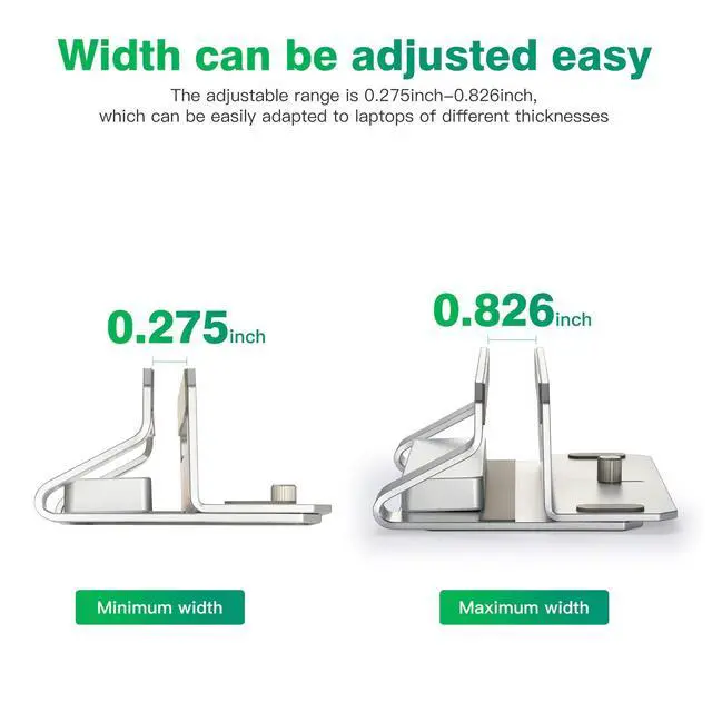 Alt view image 2 of 7 - N51-3 Clip-On Vertical Laptop Stand with 4-Port USB 3.0 Hub, Adjustable Upright Notebook Holder