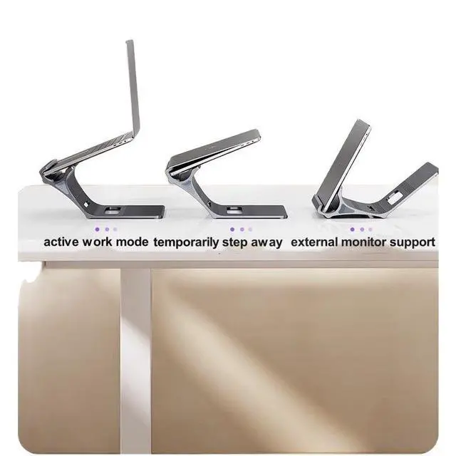 Alt view image 6 of 7 - N96 Aluminum Floating Laptop Stand, Ergonomic Ventilated Notebook Riser Open-Frame Ventilated Notebook Riser Gray