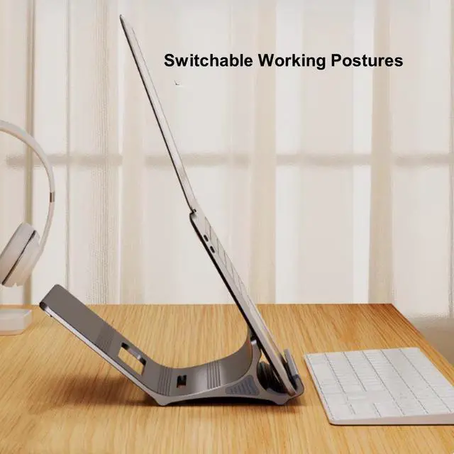 Alt view image 4 of 7 - N96 Aluminum Floating Laptop Stand, Ergonomic Ventilated Notebook Riser Open-Frame Ventilated Notebook Riser Gray