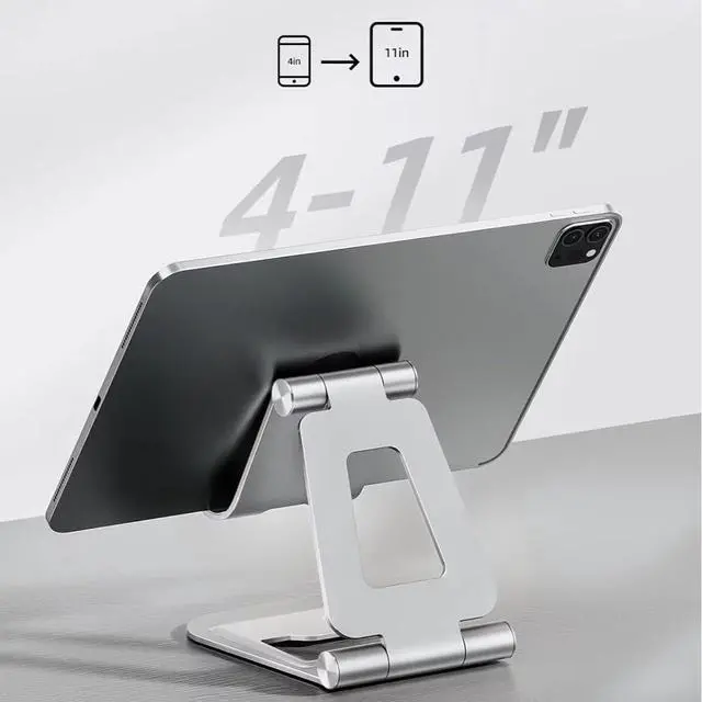 Alt view image 2 of 6 - Aluminum alloy tabletop lazy chair stand - Portable double-fold flatbed stand with adjustable tabletop for live streaming A5 Silver