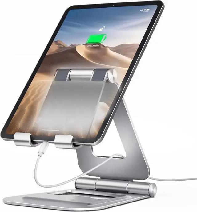 Main image of Aluminum alloy tabletop lazy chair stand - Portable double-fold flatbed stand with adjustable tabletop for live streaming A5 Silver
