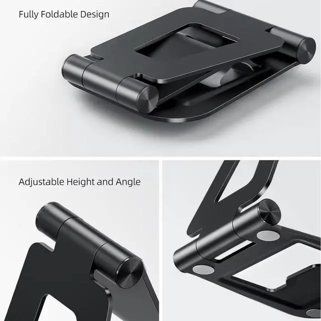 Alt view image 3 of 6 - Aluminum alloy tabletop lazy chair stand - Portable double-fold flatbed stand with adjustable tabletop for live streaming A5 Silver