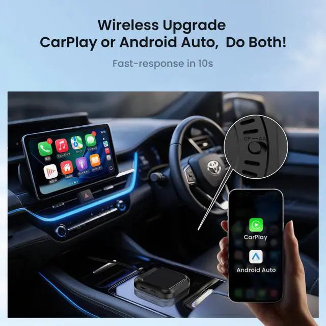 Alt view image 3 of 5 - Plug and Play Car Android AI Box with Adapter, Wireless CarPlay Android Auto Multimedia Streaming Dongle WiFi Auto Connect Smart Car Entertainment Module Compatible