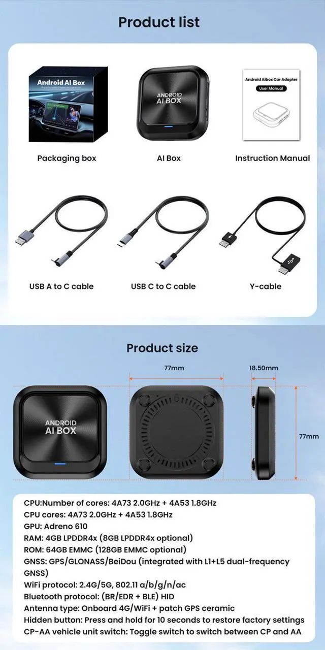 Alt view image 5 of 5 - Plug and Play Car Android AI Box with Adapter, Wireless CarPlay Android Auto Multimedia Streaming Dongle WiFi Auto Connect Smart Car Entertainment Module Compatible