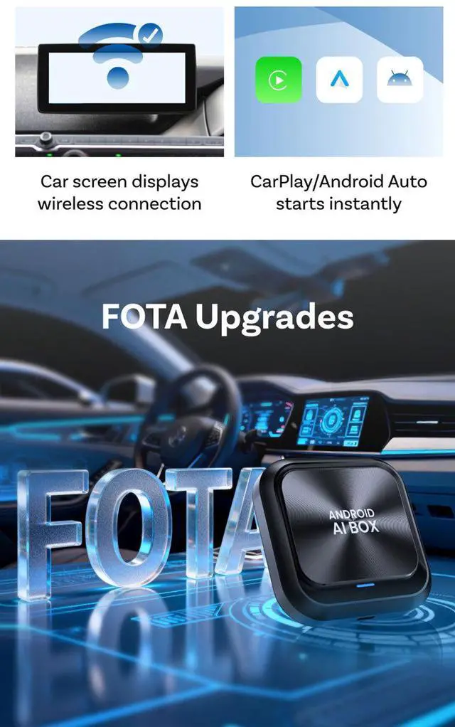 Alt view image 4 of 5 - Plug and Play Car Android AI Box with Adapter, Wireless CarPlay Android Auto Multimedia Streaming Dongle WiFi Auto Connect Smart Car Entertainment Module Compatible