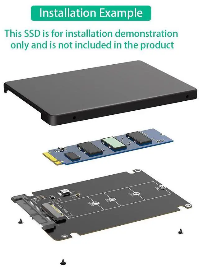 Alt view image 7 of 7 - SATA M.2 SSD to 2.5 Inch SATA3 Adapter Converter with Enclosure, NGFF B Key Solid State Drive Converter Card Plug and Play Compatible with SATA Protocol M.2 SSD for Laptop Desktop PC Upgrade