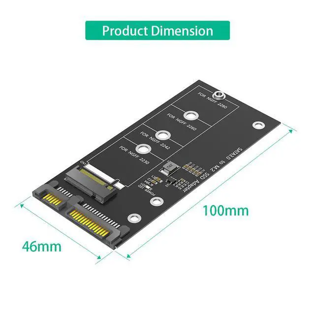 Alt view image 3 of 7 - M.2 to SATA 3.0 adapter card, M2 NGFF SSD solid-state drive to SATA interface conversion card adapter connector