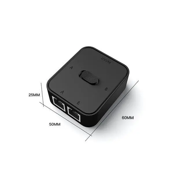 Alt view image 5 of 6 - Gigabit Ethernet Network Switch RJ45 2 Port to 1 Port Manual Selector Box, Unpowered Network Sharing Switch Internal External Network Toggle Button Compatible with Cat5e Cat6 Cat7 Ethernet Cable