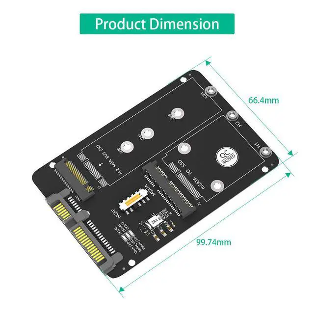 Alt view image 4 of 4 - M.2 NGFF/MSATA to SATA3 One-Stop Dual-Function SSD Solid State Drive 2.5-inch Hard Drive Adapter Card
