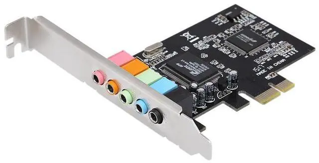 Main image of PCIe Sound Card 5.1 Surround Internal Desktop PC Audio Card, PCI Express 8738 Chipset 6 Channel Stereo Sound Card with Color Coded Ports for Gaming Music Movies Windows 10 Compatible