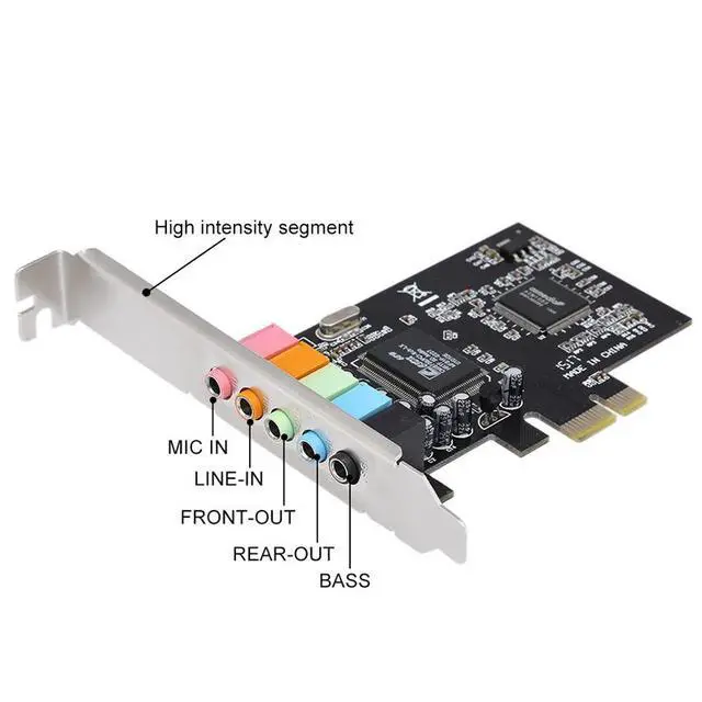 Alt view image 2 of 7 - PCIe Sound Card 5.1 Surround Internal Desktop PC Audio Card, PCI Express 8738 Chipset 6 Channel Stereo Sound Card with Color Coded Ports for Gaming Music Movies Windows 10 Compatible