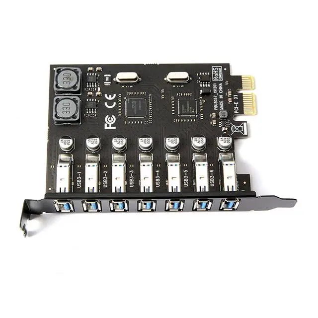 Alt view image 2 of 7 - PCIe to USB 3.0 adapter with 7 ports for PCIE expansion card for desktop computers. No external power supply required. NEC chip.
