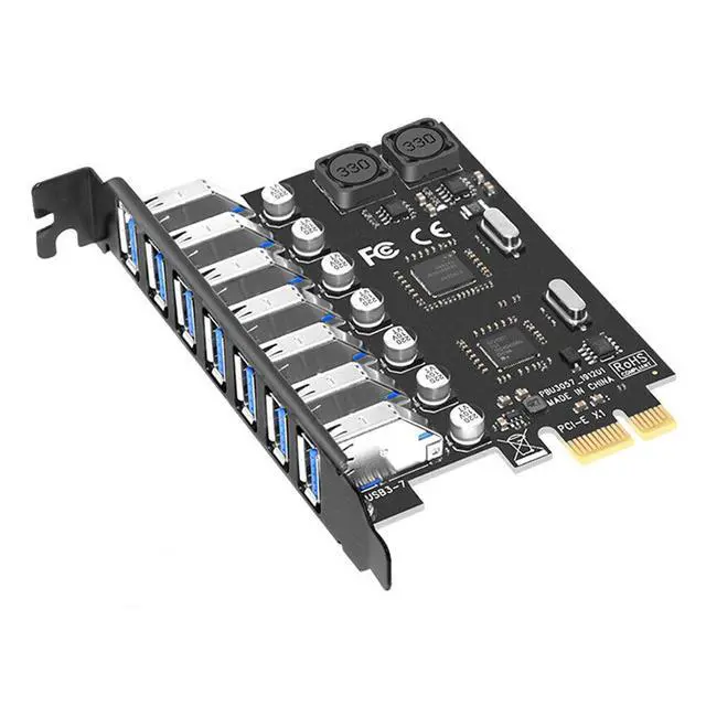 Alt view image 3 of 7 - PCIe to USB 3.0 adapter with 7 ports for PCIE expansion card for desktop computers. No external power supply required. NEC chip.