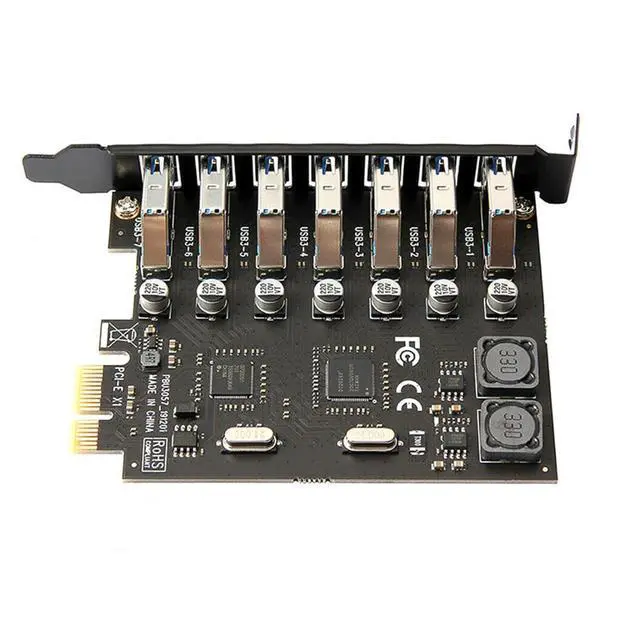 Alt view image 4 of 7 - PCIe to USB 3.0 adapter with 7 ports for PCIE expansion card for desktop computers. No external power supply required. NEC chip.
