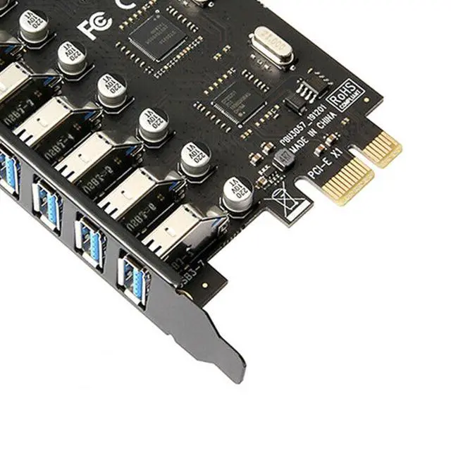 Alt view image 6 of 7 - PCIe to USB 3.0 adapter with 7 ports for PCIE expansion card for desktop computers. No external power supply required. NEC chip.