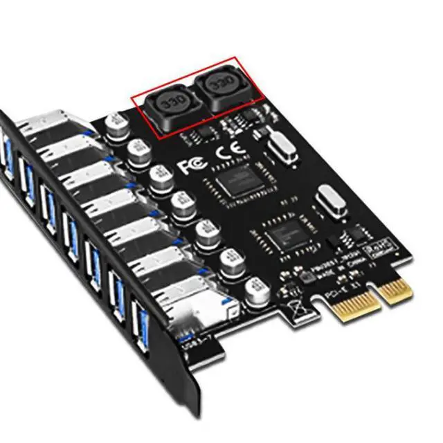 Alt view image 7 of 7 - PCIe to USB 3.0 adapter with 7 ports for PCIE expansion card for desktop computers. No external power supply required. NEC chip.