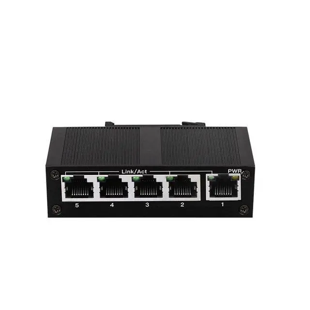 Alt view image 2 of 7 - 5 Port Industrial Grade Ethernet Switch 100Mbps Unmanaged DIN Rail Network Hub, Metal Housing Wide Voltage DC 5-58V Lightning Protection Temperature Resistant for Factory Automation Security Camera Sy