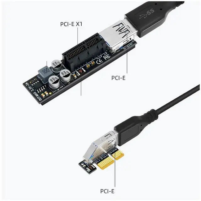 Alt view image 2 of 4 - PCI-E 3.0 x1 Extension Cable Riser Card Extender, 8Gbps High Speed PCIe 1X Adapter Cable for Desktop PC GPU Network Card Sound Card Multiple Length Options - 0.3m